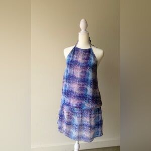 Mumu Medium Blue & Purple Printed mini dress